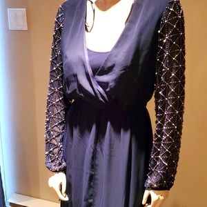 New Navy Betsy & Adam Beaded Gown